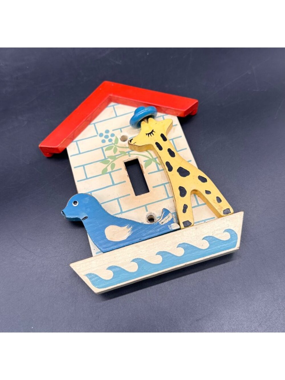 Vintage Zoo Animal Light Switch Plate Cover Giraffe Seal 1970s Kids Kitschy IRMI